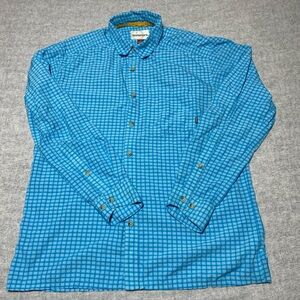 Simms Shirt Mens Large Blue Fishing Check Nylon‎ Blend Button Outdoors Nature